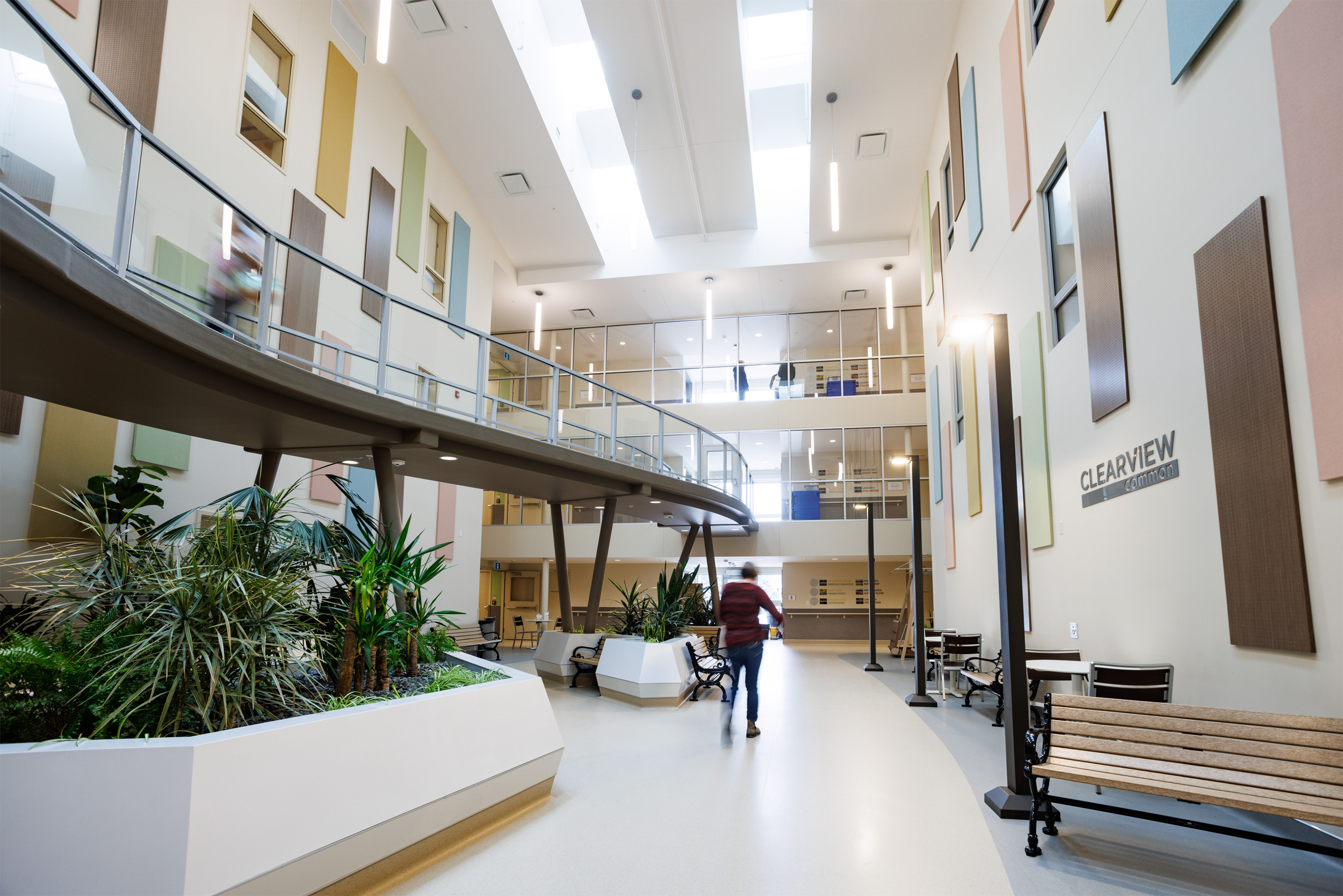 Rest Haven atrium's skywalk in the form of a river.